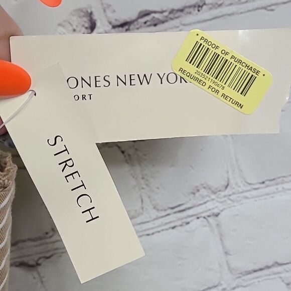 Jones New York Tan Stripe Lace Halter Top Shelf Bra Backless T-Shirt Large- NWOT - Picture 4 of 12